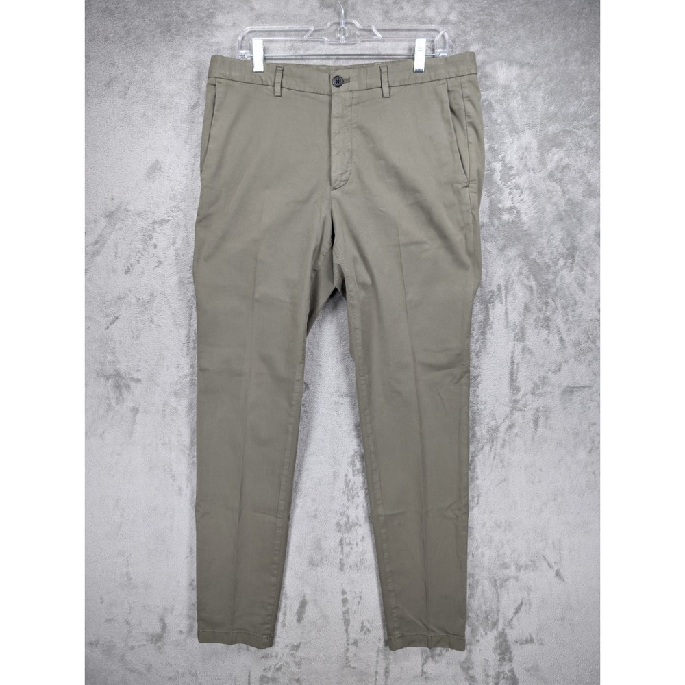 Theory Pants Mens 34x33 Zaine Patton Performance Slim Stretch Cotton Blend Olive
